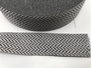 Sildebensvævet bånd - i flot grå / sort, 40 mm